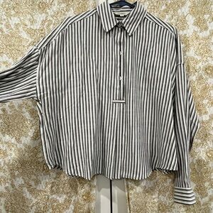 Max Studio Black and White Striped Men's Shirt